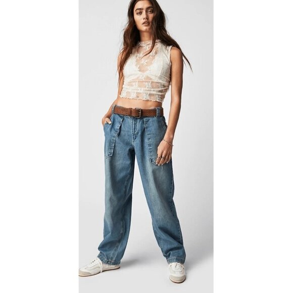 Free People Maeve Low Slung Oversized Trouser Jeans Small - Picture 2 of 13